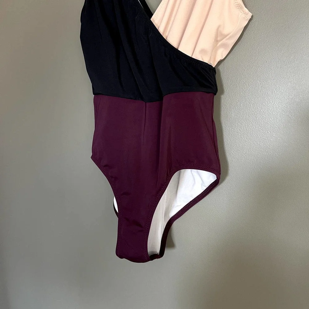 Solid and Striped The‎ Ballerina Color-Block Swimsuit Black Nude Bordeaux Combo